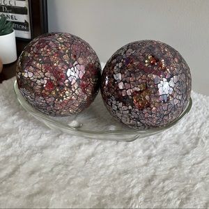 Mosaic Crystal Ball with Dish Tray